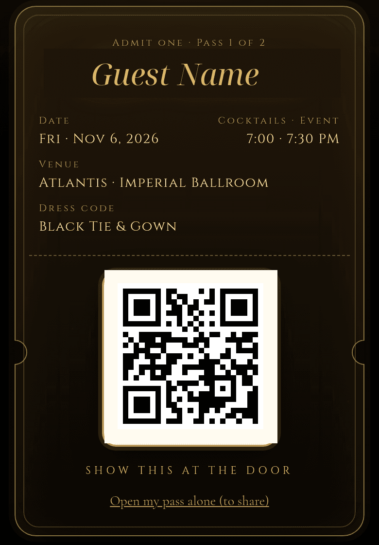 Individual QR entry pass (sample)